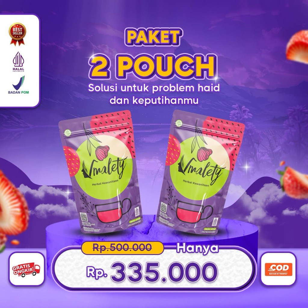 

Vmalety 2 pouch - Minuman herbal kewanitaan rasa mixberry | mengatasi siklus haid tidak lancar | sakit nyeri haid | keputihan | promil | dan masalah kewanitaan lainnya