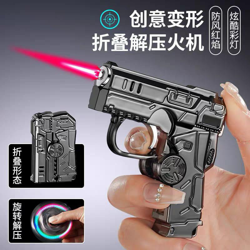 korek api model pistol mainan korek gas spiner pistol metalik bisa di isi ulang