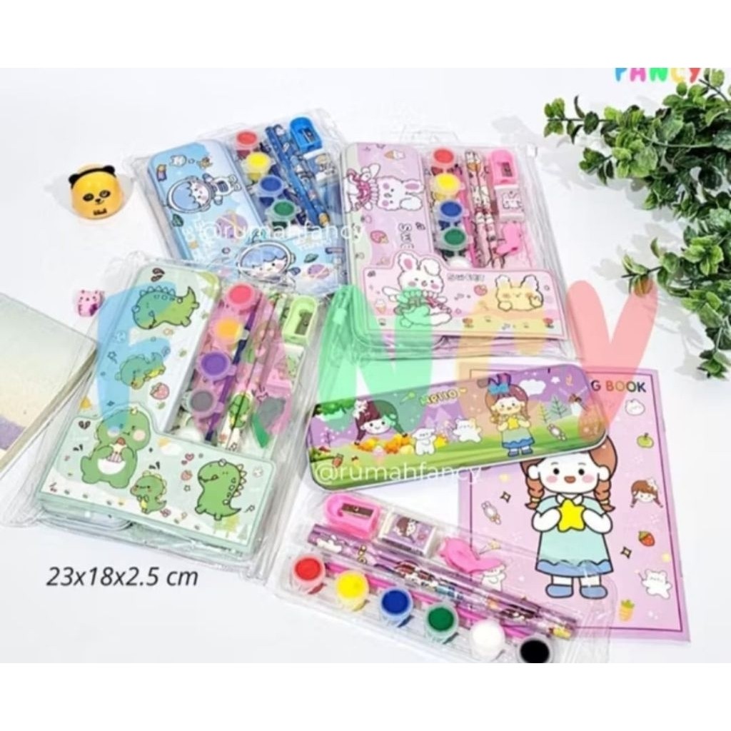 

Paket Lengkap Alat Tulis + Cat Air Study Set Lucu / Stationery Paket Set Melukis