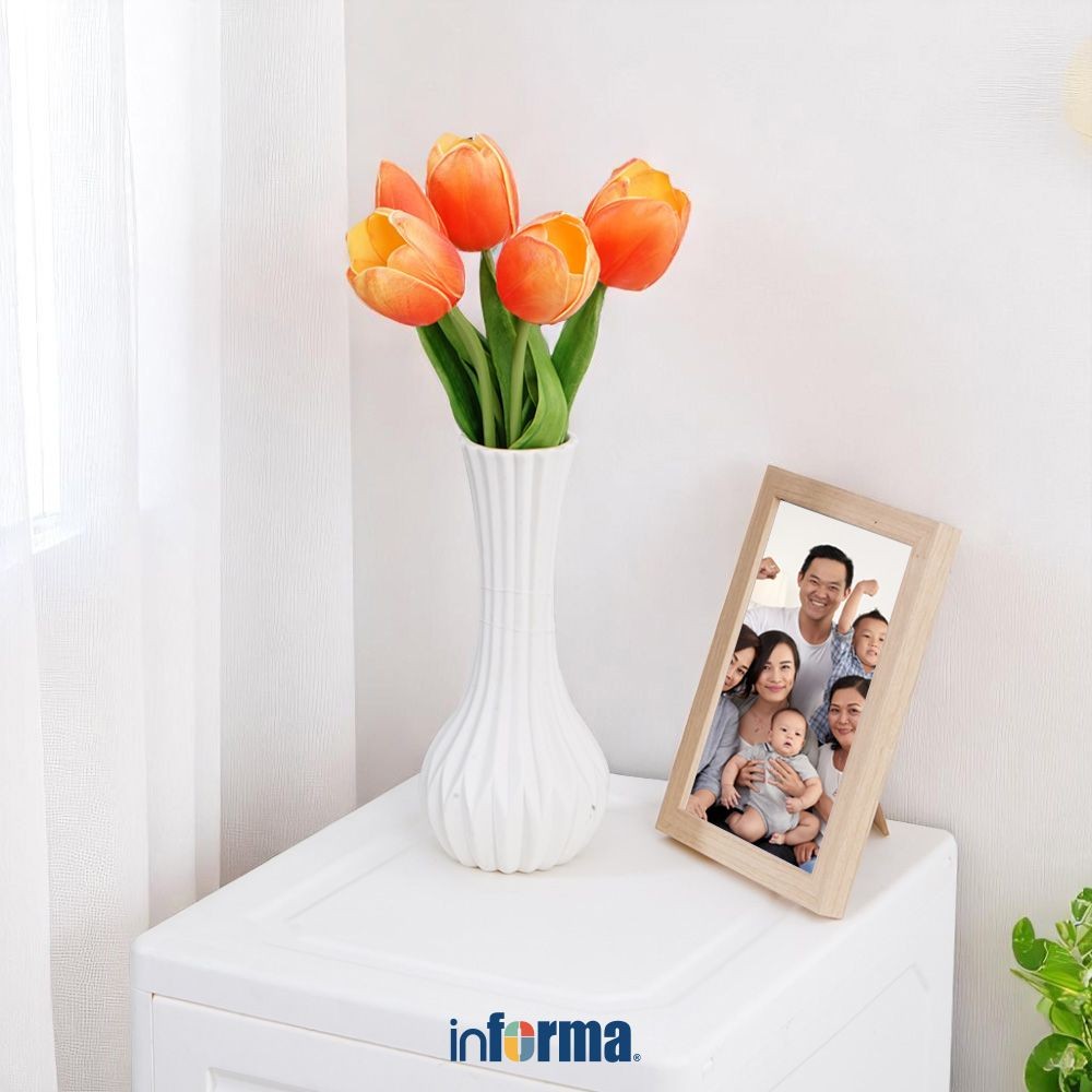 Informa 36 cm Bunga Artifisial Tulip - Oranye Bunga Hias Cantik Sintetis Tanaman Artificial Pajangan