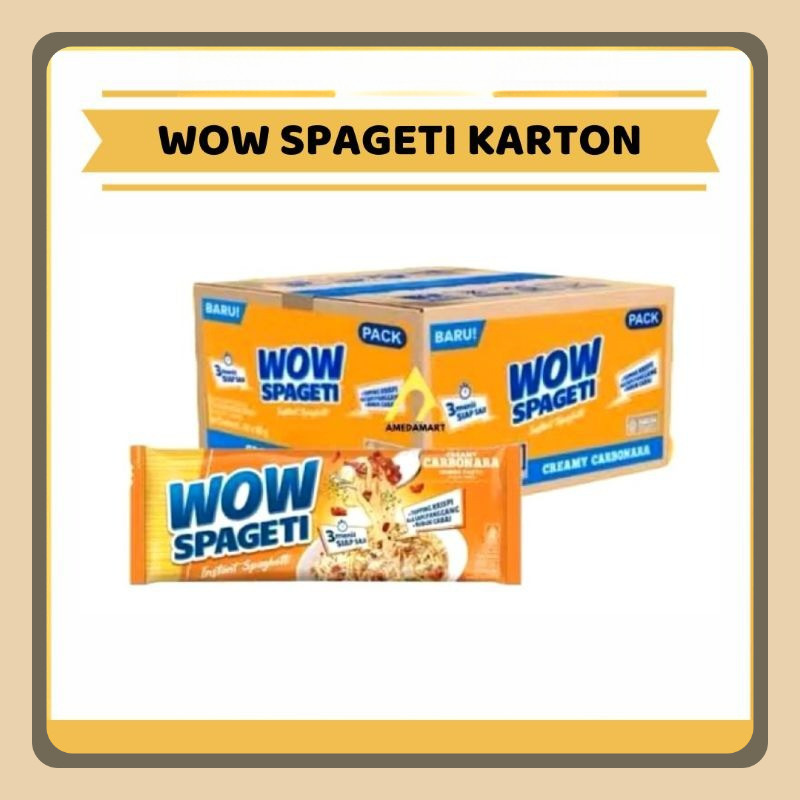 

[1 Karton ] Wow Spageti Bolognese Carbonara Mie Instan Wow Spagety Meat Carbo