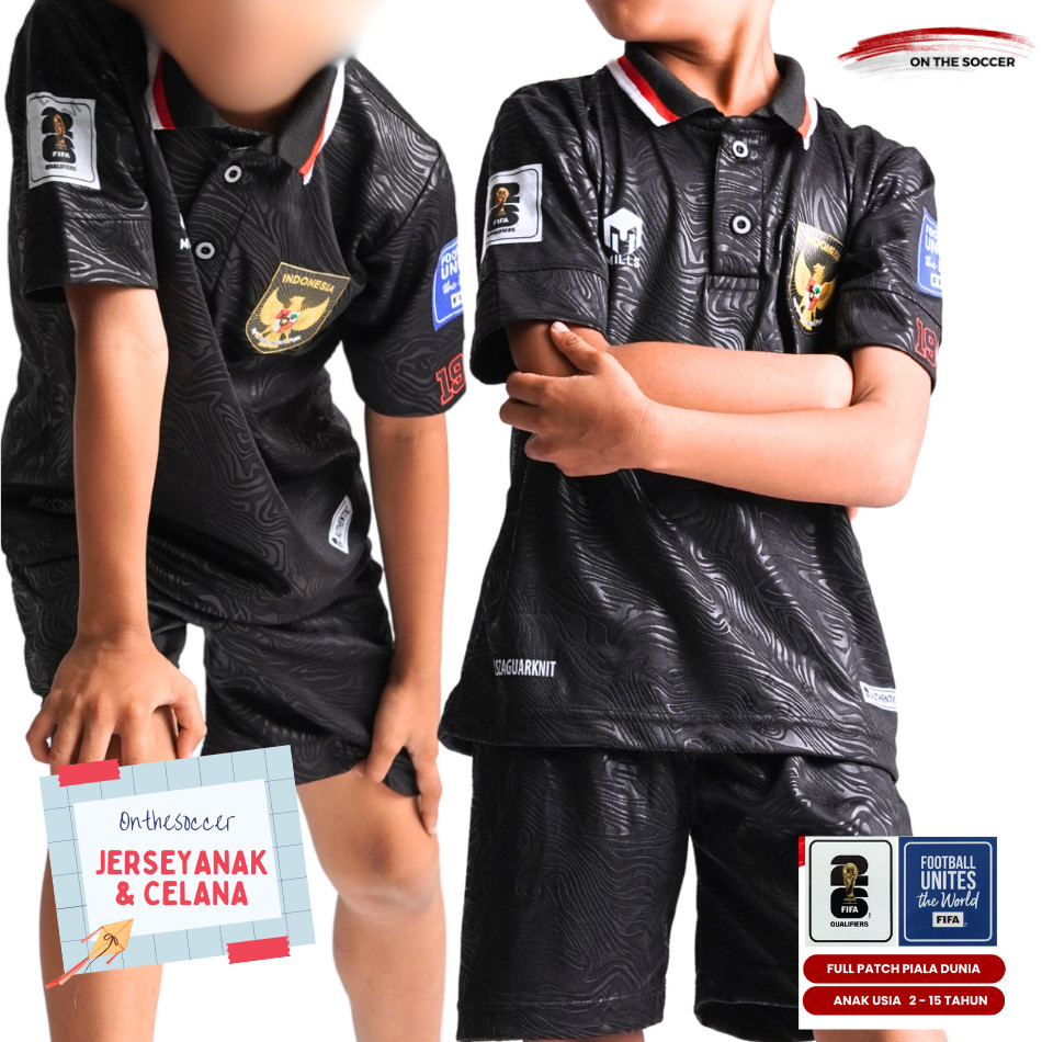 Setelan Jersey Anak Mills Hitam Timnas Indonesia