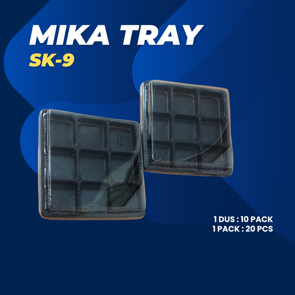 MIKA SNACK / MIKA TRAY SEKAT 9 WARNA HITAM / MIKA KUE / MIKA PUDING / MIKA MAKANAN