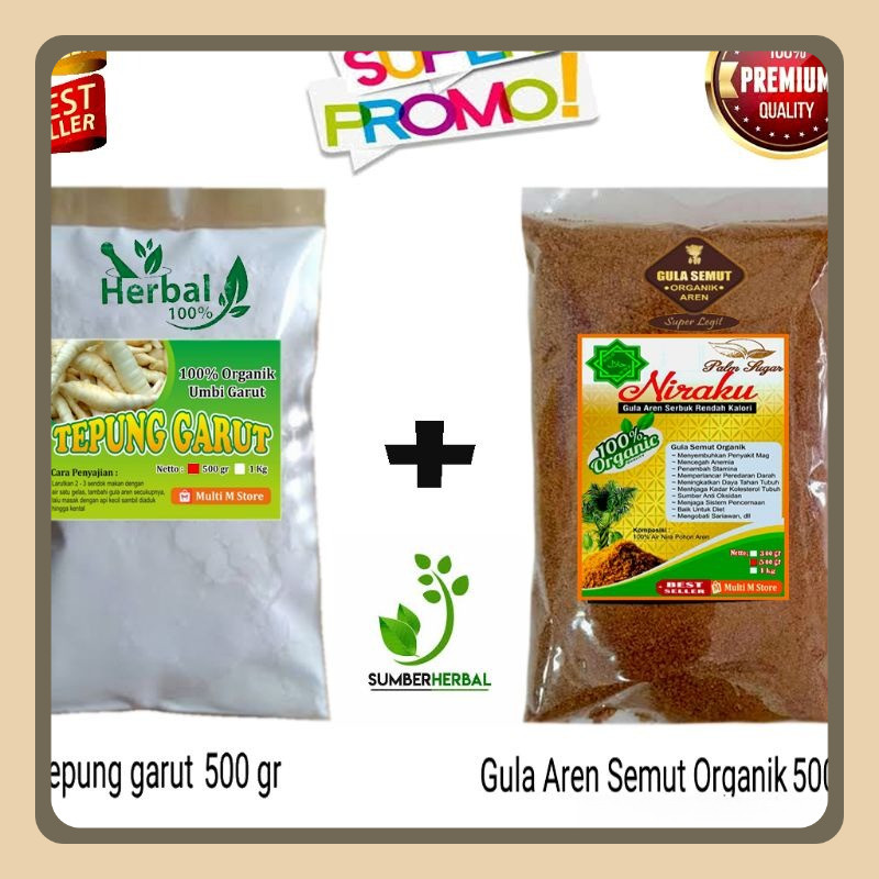 

Paket 500 Gram Tepung Pati Garut Super Dan 500 Gram Gula Aren Semut Kualitas Premium
