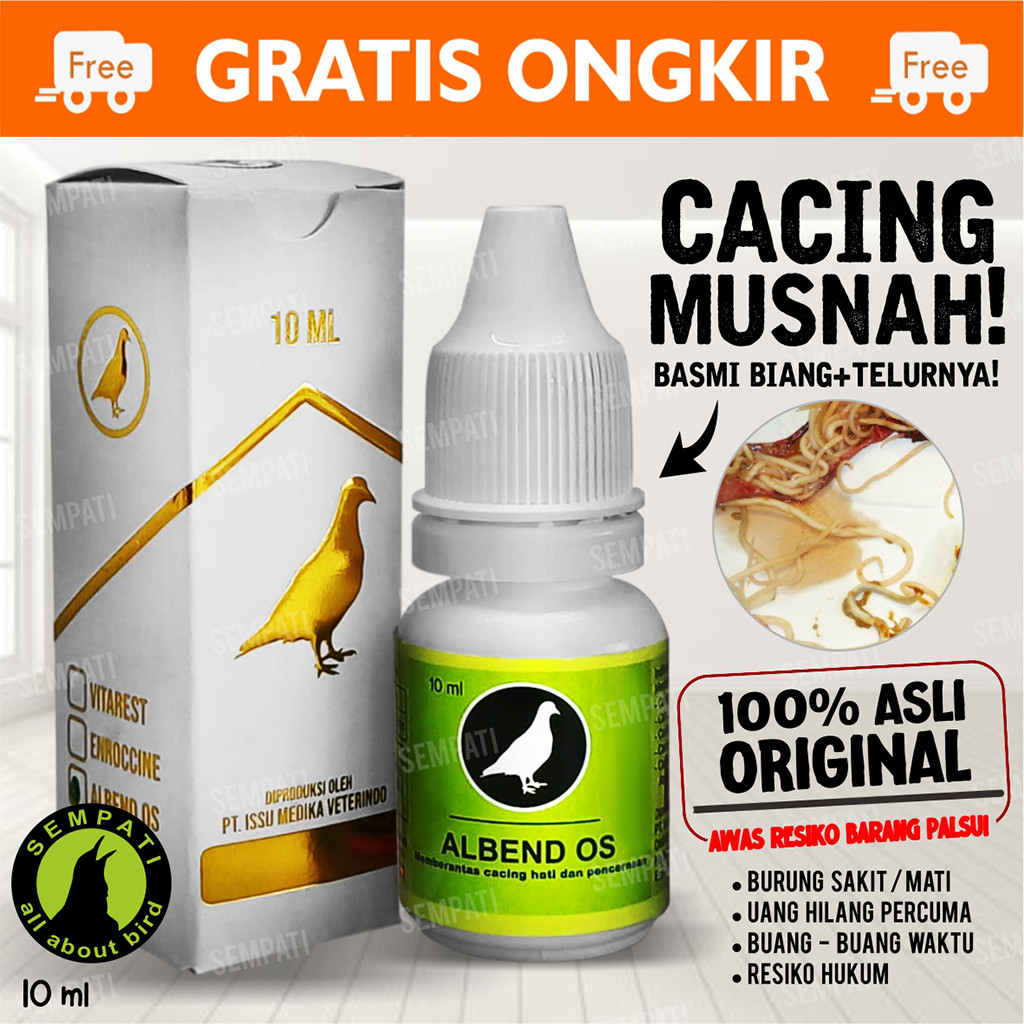 SEMPATI ALBEND OS VITAREST OBAT CACING HATI BURUNG MERPATI DARA PERKUTUT SAKIT CACINGAN KURUS LESU N