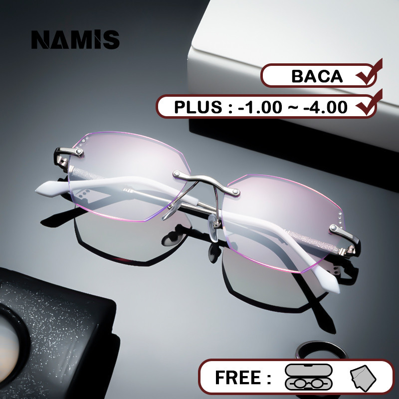 Namis Kacamata Baca Plus Wanita Pria
Rimless Anti Radiasi Blueray Kaca Mata Optik 215