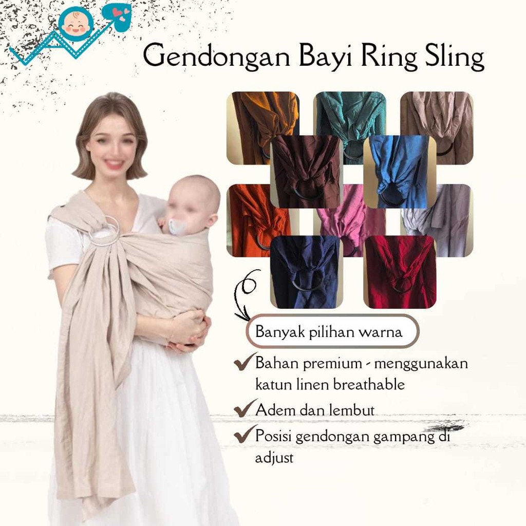 Gendongan bayi Ring Sling Premium katun Gendongan bayi jarik baby sling lembut adem