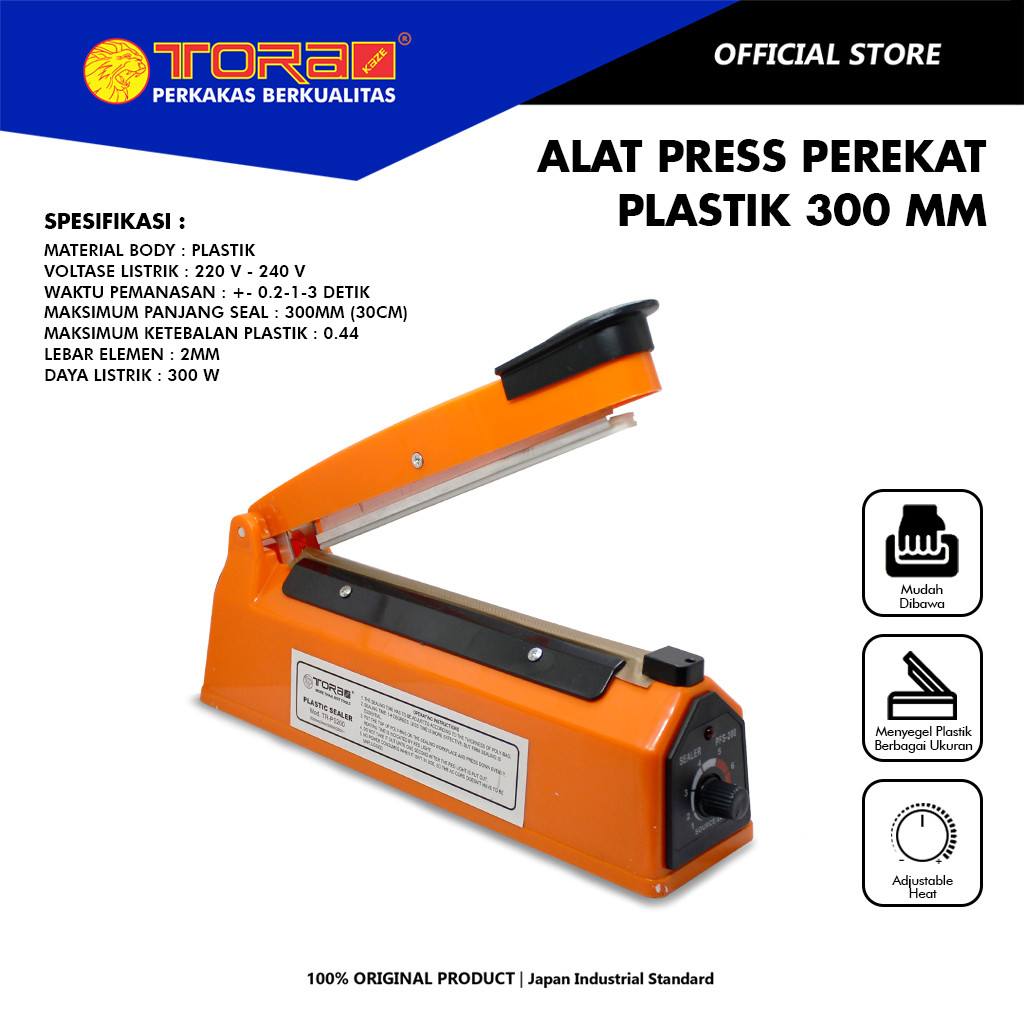 TORA Alat Press Perekat Plastik 300 mm - Mesin Perekat Plastik - Impulse Sealer