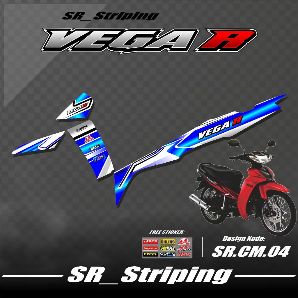 Striping Sticker Vega R New Variasi  Stiker Vega R New / Variasi Yamaha Vega R New
