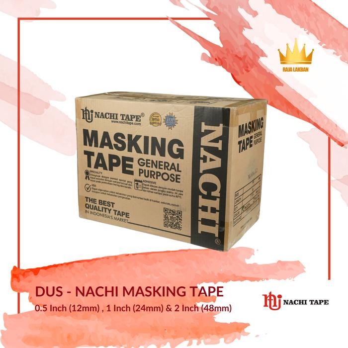 

Hu h Lakban Kertas Masking Tape Nachi 0.5 Inch 12mm, 1 inch 24mm, 2 inch 48mm 20 Yard - Dus - 12mm