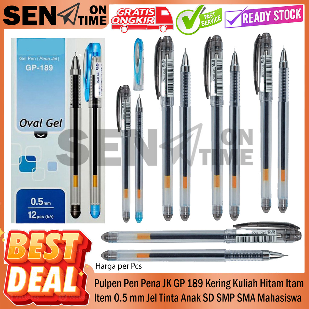 

JK Pena Pulpen GP 189 Pen Hitam Black Itam Item Biru Blue Kantor Sekolah Kampus Kerja School Office Tinta Cair Gel Jel Notes Catatan Halus Nyaman Profesional Elegan Smooth Aestetic Estetik Mata NDL Runcing Murah Ringan
