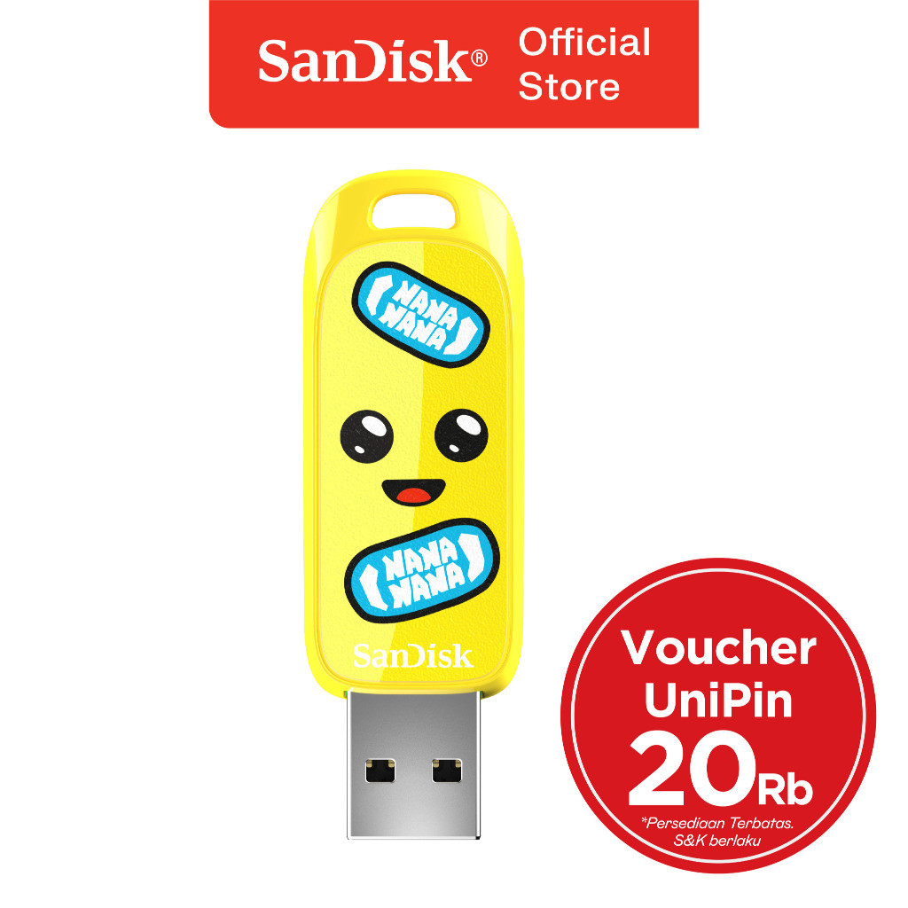 SanDisk Fortnite Flash Drive 64GB / 128GB / 256GB USB 3.2 Peely Edition FREE Voucher UniPin 20rb (*)