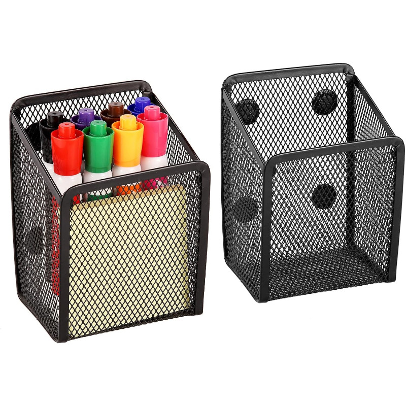 

1Pc Magnetic Mesh Pencil Holder Desk Organizer Container For Office Home