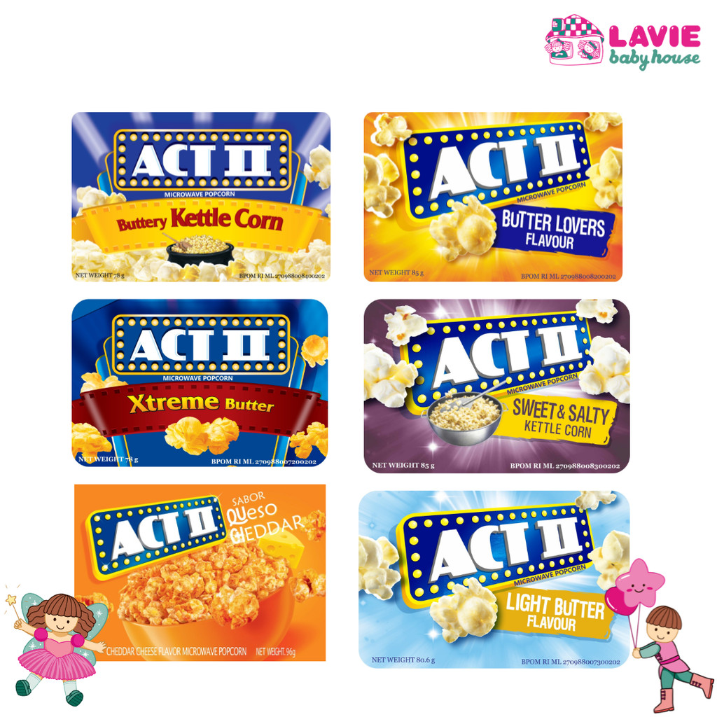 

ACT II Microwave Popcorn Semua Varian Rasa (Caramelo, Sweet & Salty, Butter, Cheddar, dll) - Lavie Baby House