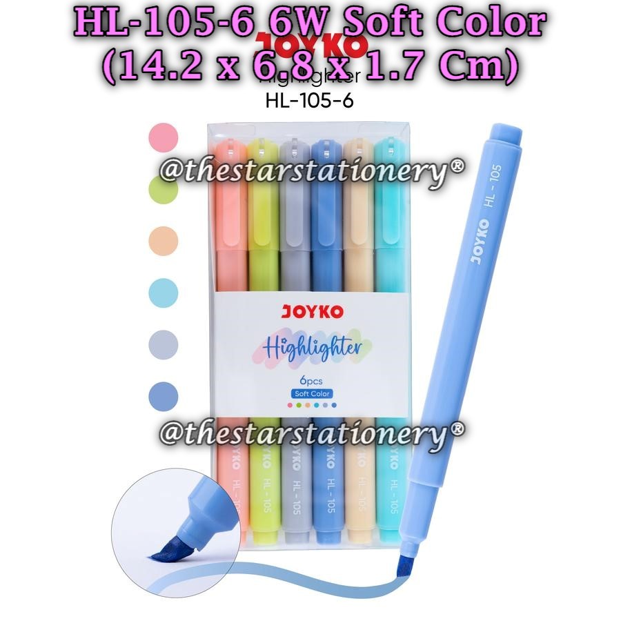 

(1 Set/6 Warna) GROSIR Highlighter Set JOYKO HL-105-6 / JOYKO Penanda Berwarna Highlighter HL-105