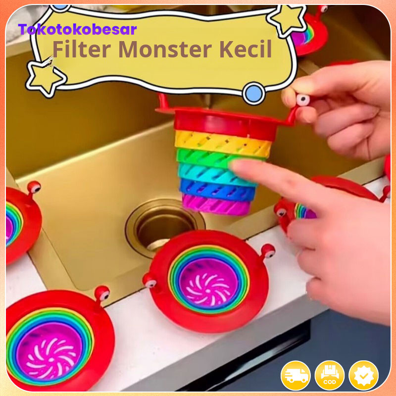 Filter Pelangi Monster Kecil Filter Lantai Dapur Saluran Pembuangan Wastafel Saluran Pembuangan Kola