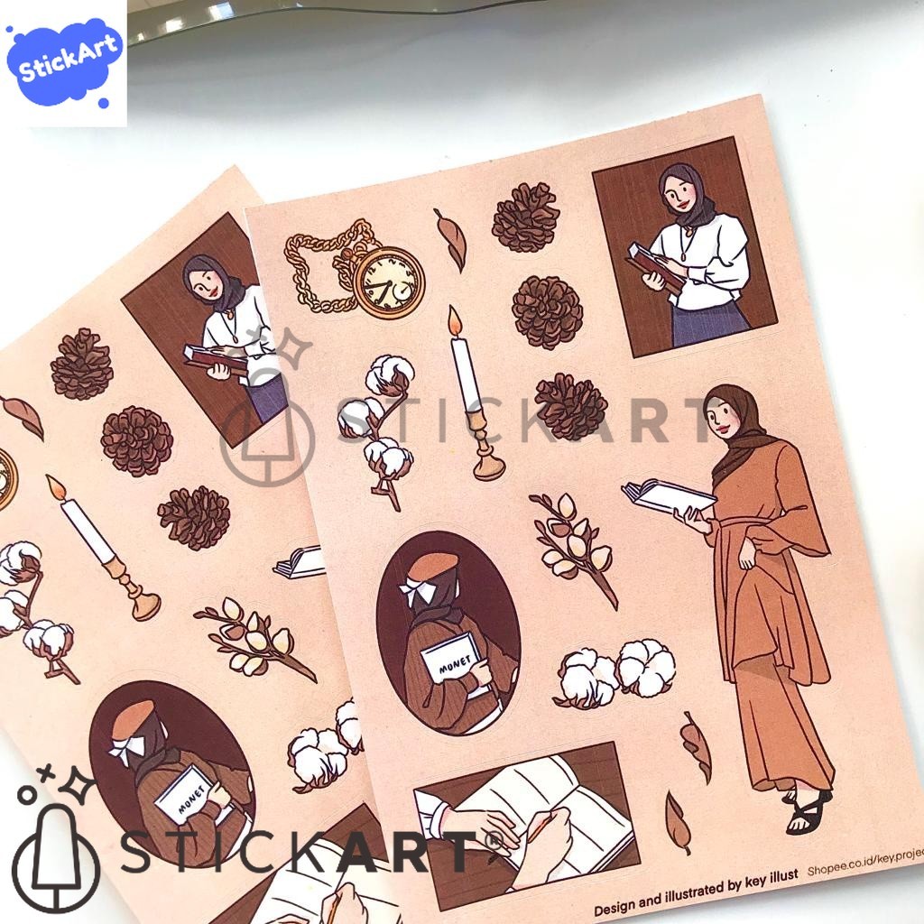

[STICKART] Hijab sticker sheet ver.03/ aesthetic sticker/ stiker jurnal BAHAN DAN KWALITAS PREMIUM
