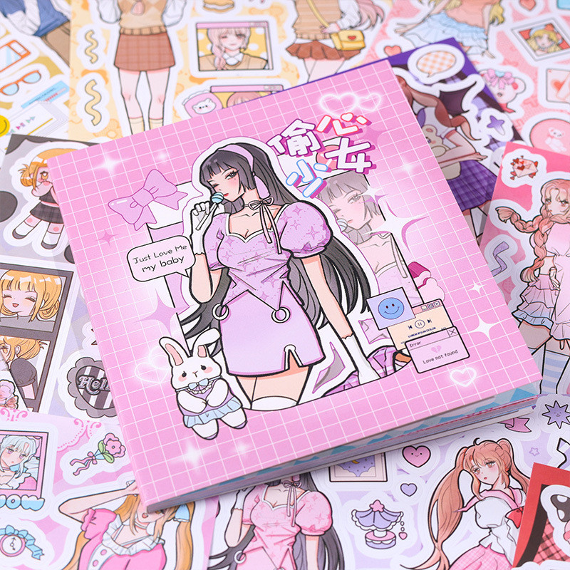 

20 pcs Kawaii Cartoon Girl Change one's outfit Stickers aesthetic Decorative Adhesive Diy Sticker book Junk Journal Supplies