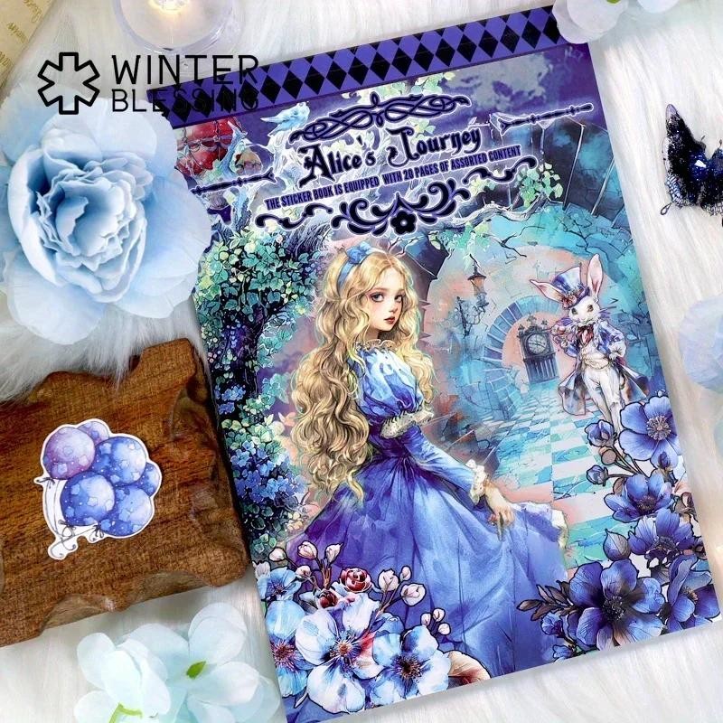 

20Sheets Alice's Journey Aesthetic Sticker Book Pre-Cut Matte PET Washi Magic Stickers For Scrapbooking Journal Diary Decoration