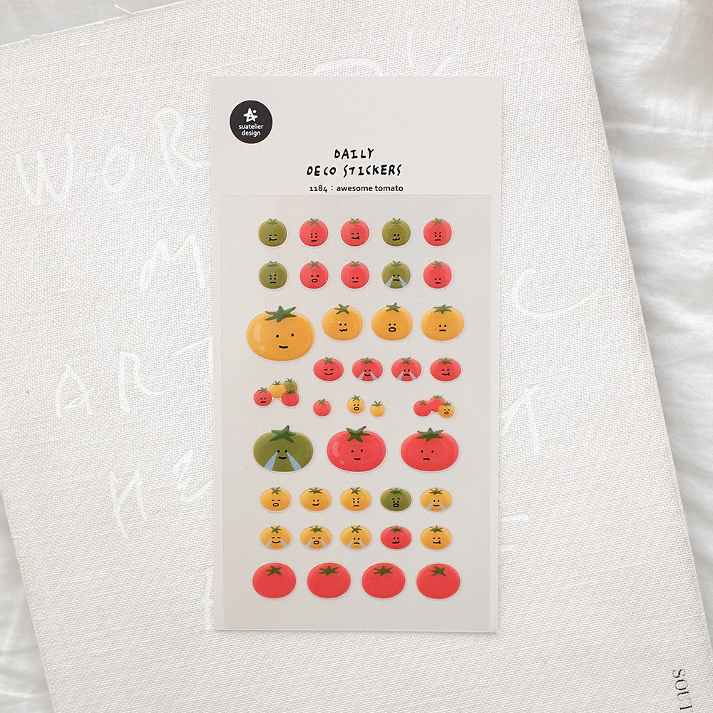 

Korean Import Suatelier Awesome Tomato Sticker Scrapbook Decor Stationery DIY Stickers School Office Journaling Supply 1184