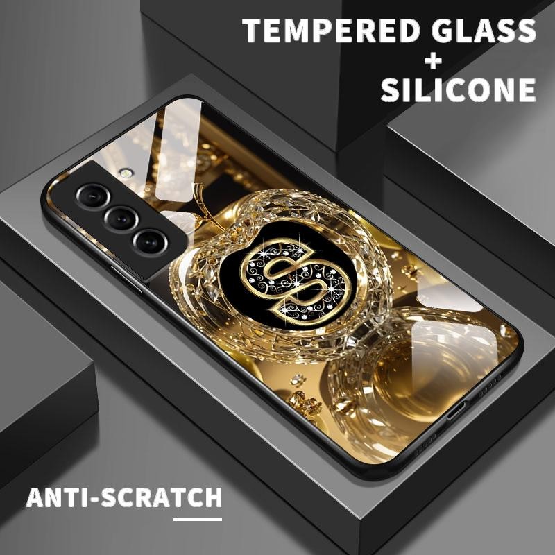 Case Hp For Samsung S21 FE 5G S21 5G S21 Plus S21 Ultra S8 Tempered Glass Silicone Simple Alfabet S 