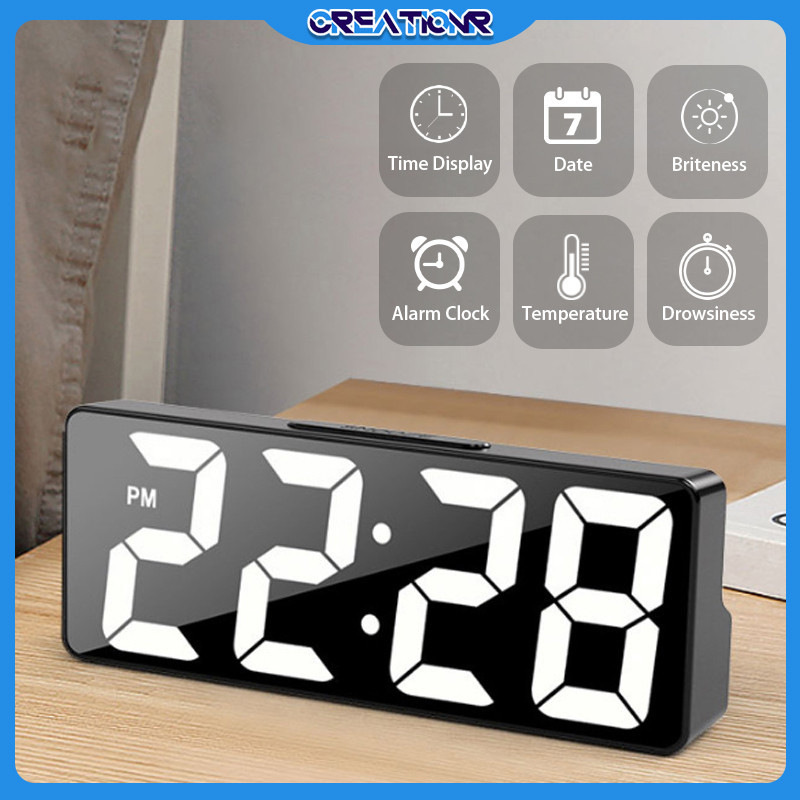 KICLONE_SHOP  Jam Meja Digital/jam Dinding Digital Led/jam Weker Alarm Aesthetic/jam Weker Digital A