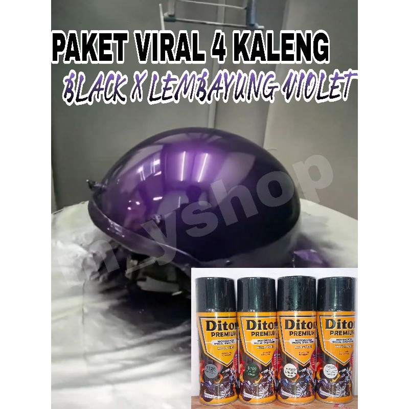 PAKET 4 KALENG pilok pilox cat diton  HITAM LEMBAYUNG paket 4 kaleng unggu hitam lembayung violet 40