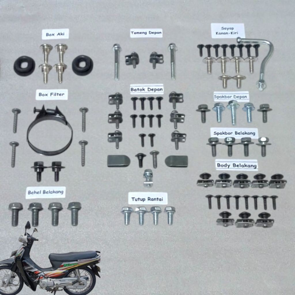 Baut Full Set Body Honda Kirana 125 / Baut Lengkap Cover Body Bodi Honda Kirana 125 Full Set