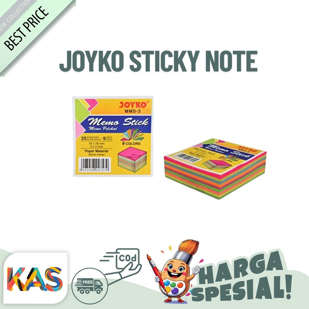 

JOYKO Sticky Note MMS-3 Besar 9 Warna 76 x 76 MM/Pack 225 Lembar