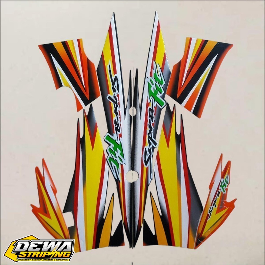 Striping Original Honda Supra Fit Oren Hitam Tahun 2005