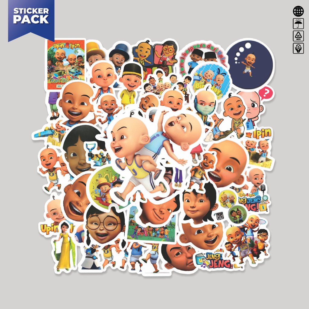 

[100PCS]Stiker Pack Sticker Kartun Upin & Ipin Sticker Aesthetic Vinyl Anti Air Dekorasi Sticker Laptop Buku Journal Koper Helm Casing HP Gitar Helm Skateboard