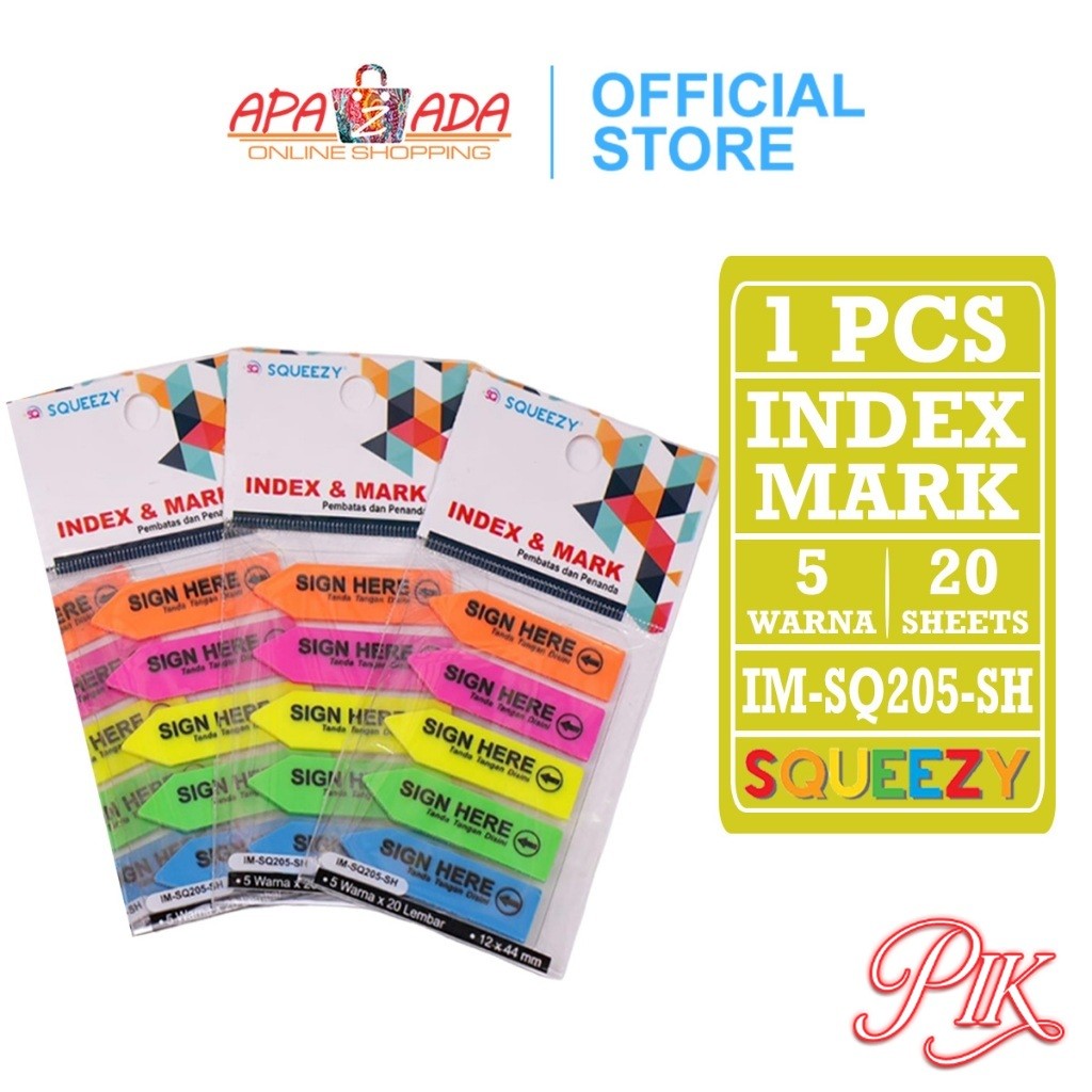 

Index Mark Warna Sign Here [1 pcs - 100 Lembar] / Penanda Squeezy 5 Warna IM-SQ205-SH