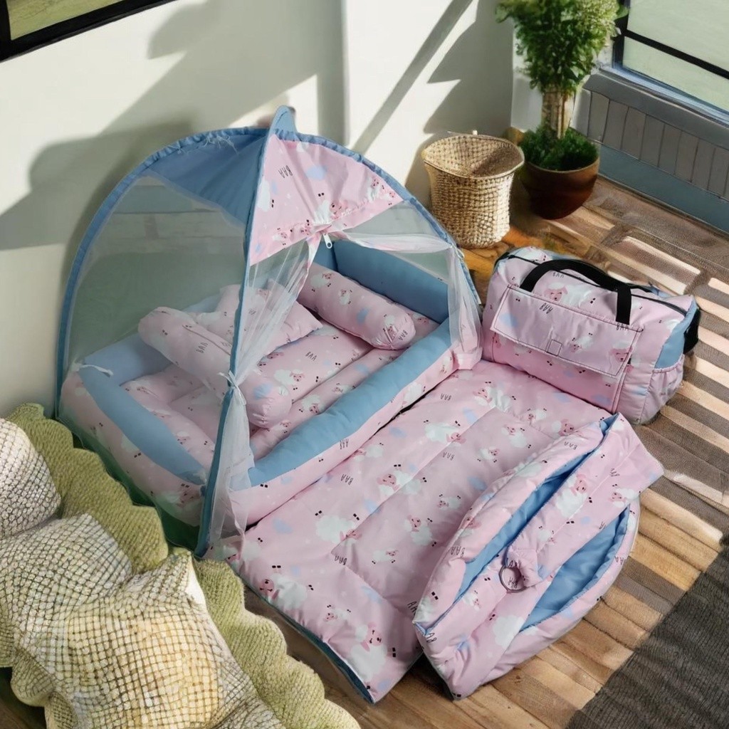 Kasur Kelambu Bayi FREE BEDCOVER + Tas & Gendongan | Set Kasur Bayi Kelambu | Kado Baby