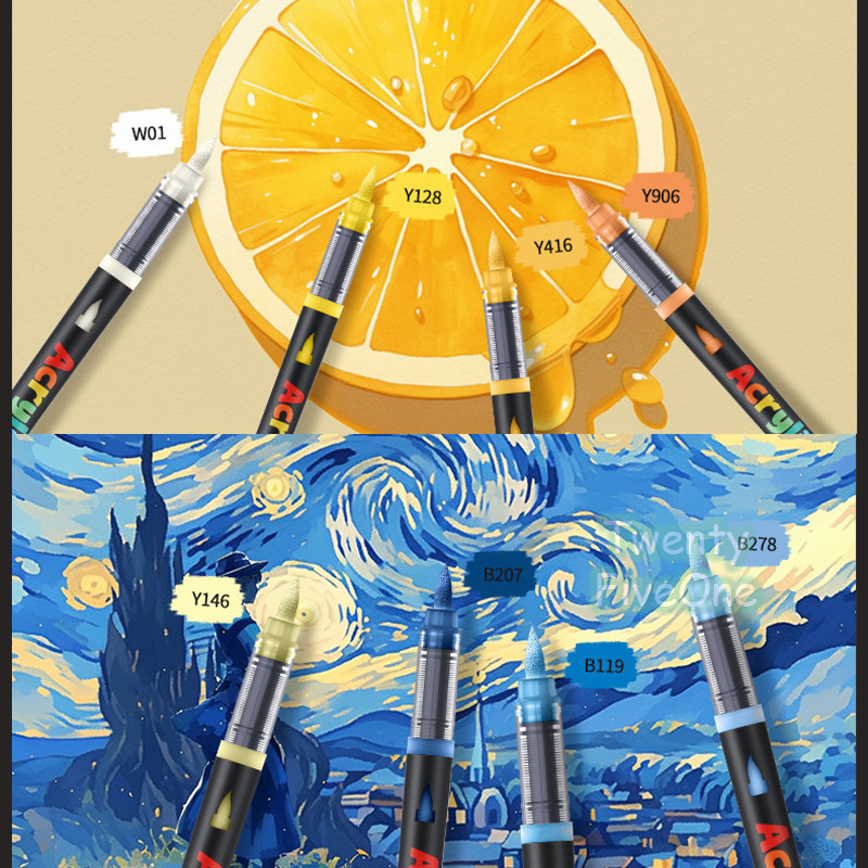 

D3W! Grasp Akrilik Pen Langsung Cairan Lukisan Mahasiswa Dedicated Waterproof Stackable Kotak Hitam