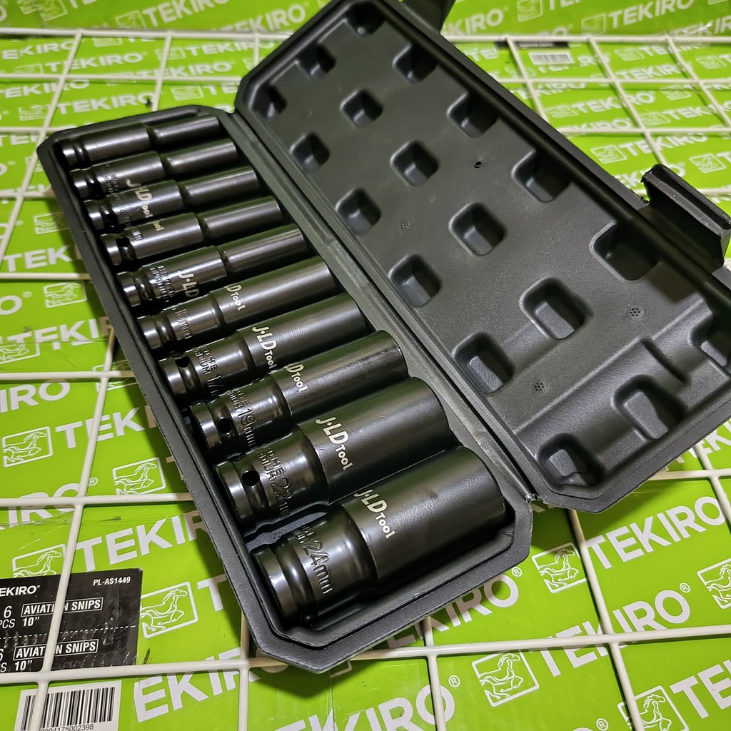 

COD Kunci Socket Extension Impact 10pcs Jld Tools 8-24mm 1/2'' 6Pt Mata Sok - Crv shock panjang