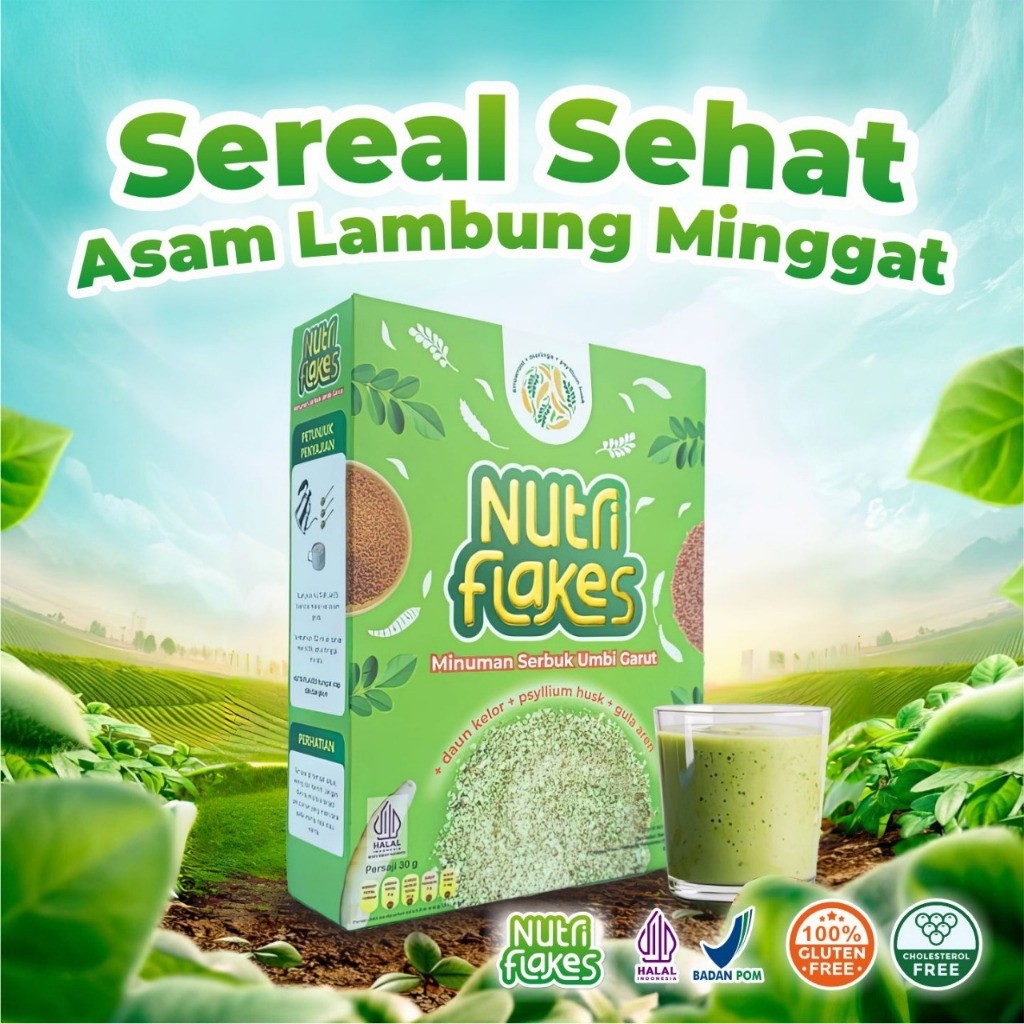 

Nutriflakes - Sereal Sehat Umbi Garut Efektif Atasi Permasalahan Asam Lambung, Maag, Gerd Asli 100%
