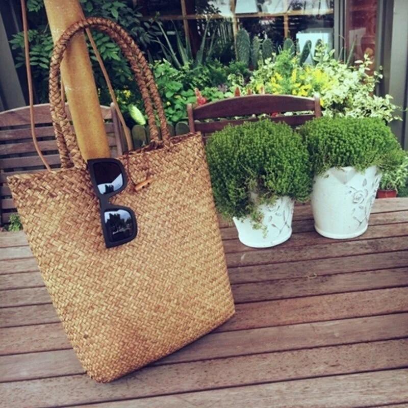 Women Fashion Designer Lace Handbags Tote Bags Handbag Wicker Rattan Bag Shoulder Bag Shopping Straw