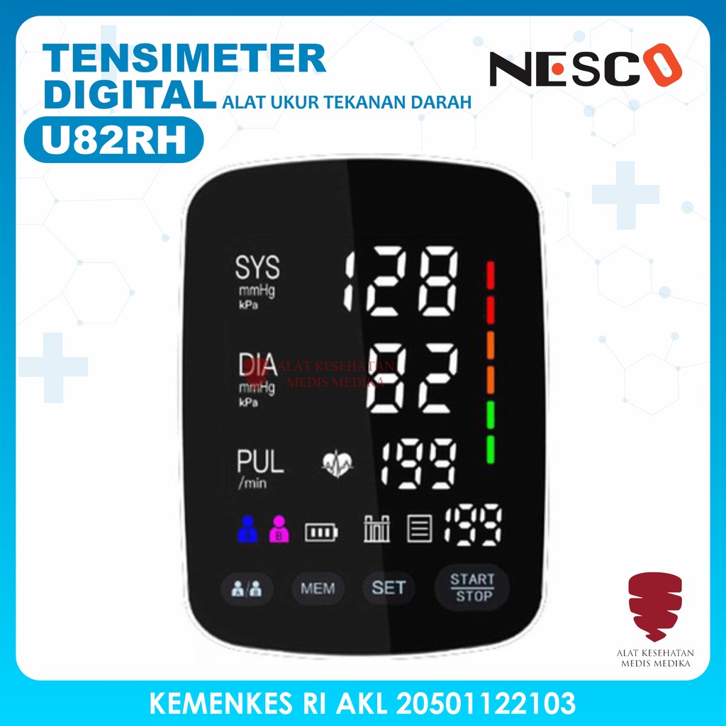 Nesco Tensimeter U82RH Tensi Digital Alat Diagnosa Darah Detak Jantung