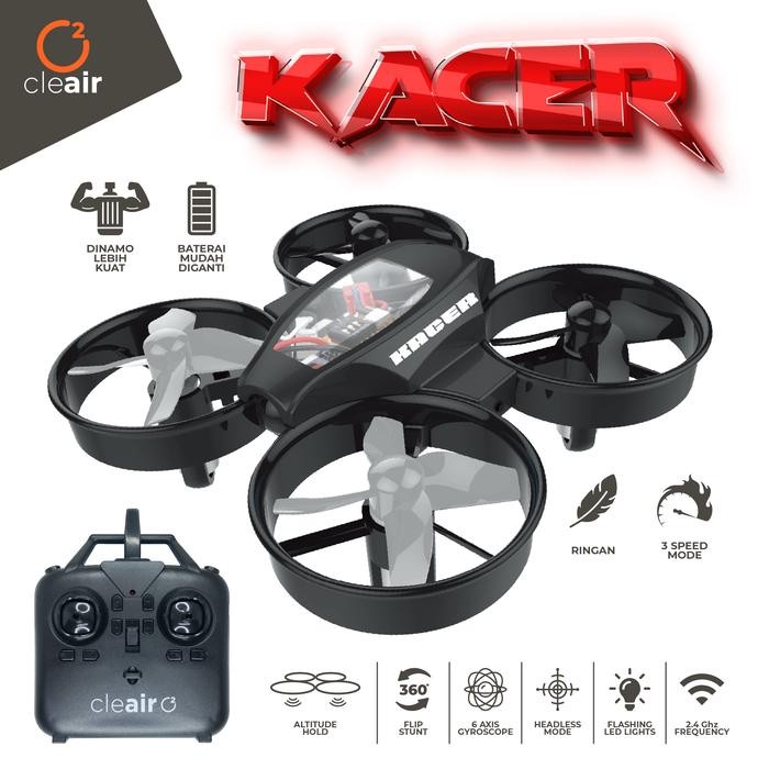 cleAir O2 Mini WiFi Drone Kamera FPV Live Streaming Mini Racing - Hitam