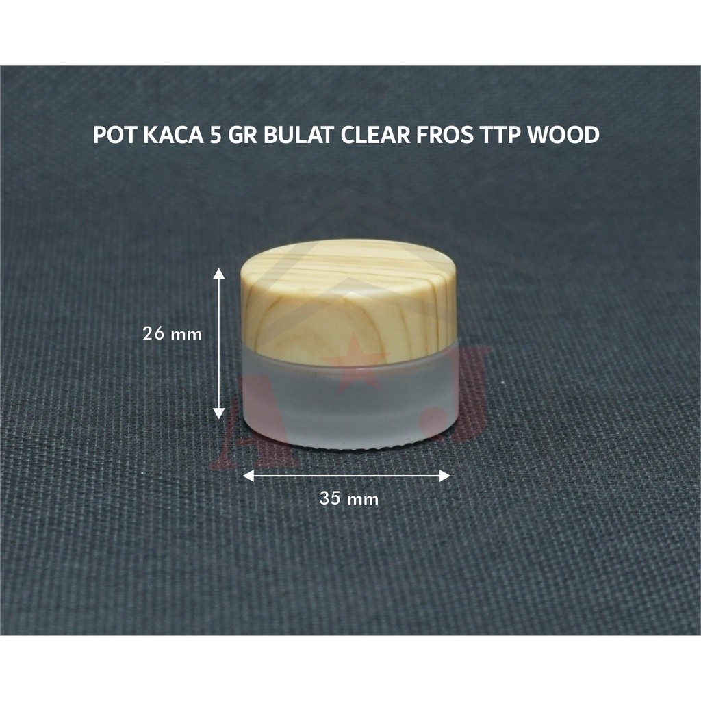 Pot Kaca 5 g / Pot Cream / Pot Hitam / Kaca Kayu / Kaca Cream / Pot Wood