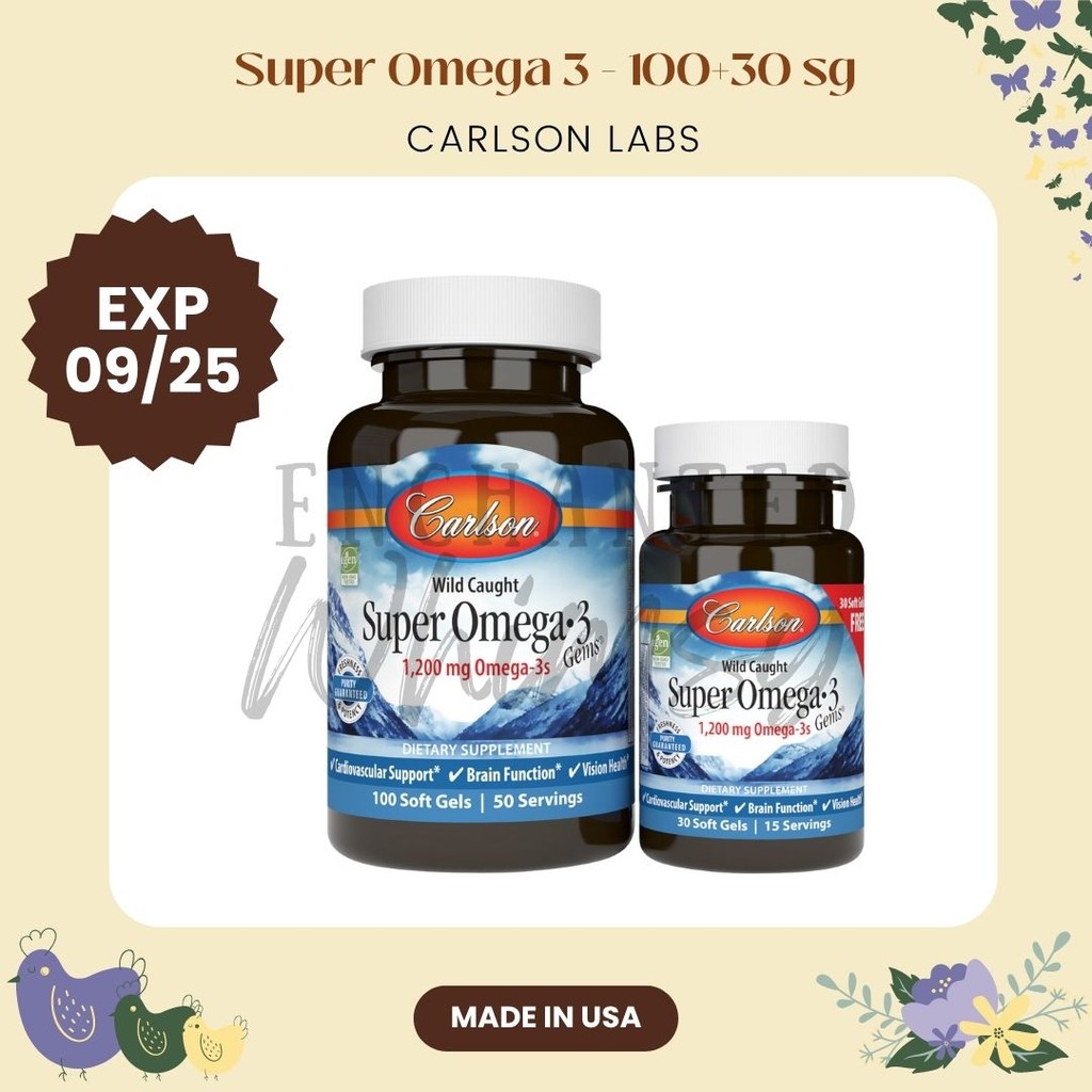 Wild Caught Super Omega 3 Gems 1200 mg Carlson Labs 30 100 Soft Gels 130 softgels Minyak Ikan omega 