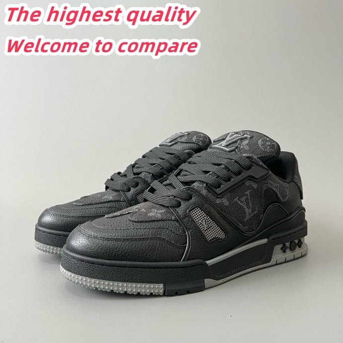 LV Trainer Low-top Retro Casual Sneakers Black Denim Men's Basketball Shoes 5150657