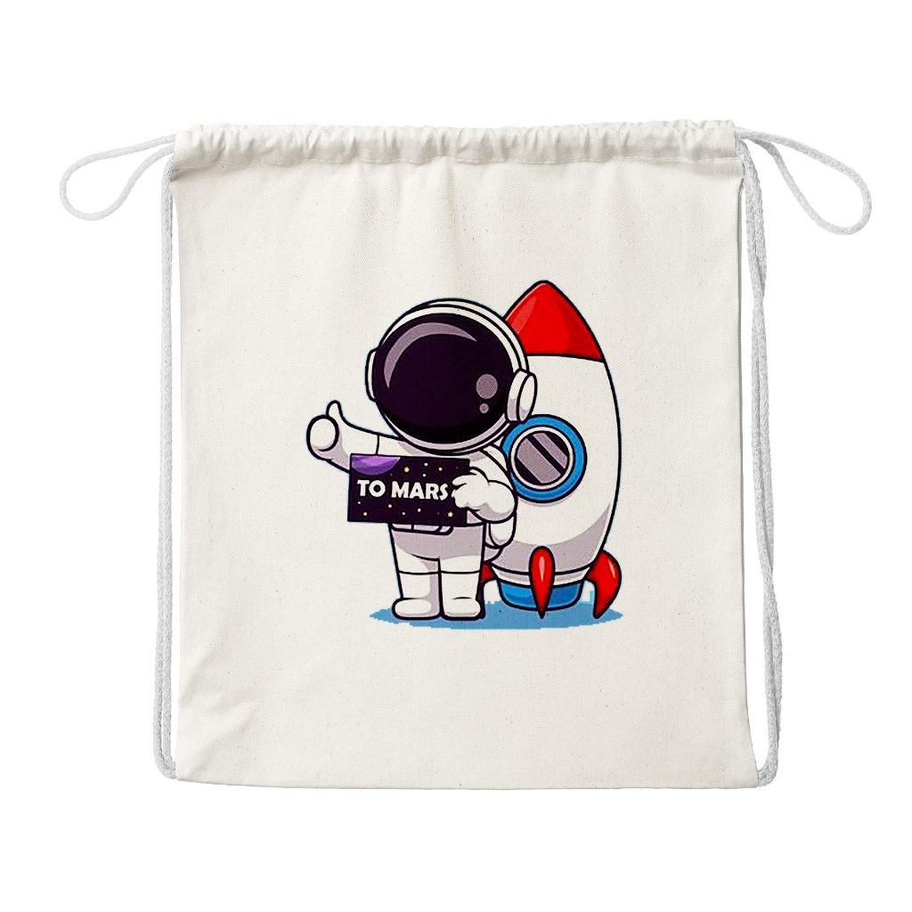 Tas Serut Karakter Astronot Stringbag Untuk Sekolah Olahraga Pria Wanita Ukuran 30x40