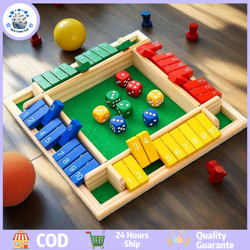 4 Warna Mainan Board Game Dadu Shut the Box Angka Shut The Box Board Game Untuk Keluarga Glory
