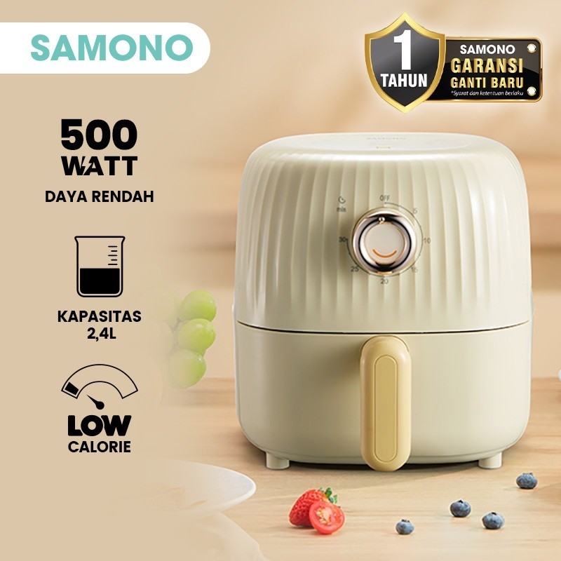 SAMONO Mini Air Fryer SW-AF24 Alat Masak Penggorengan Tanpa Minyak Rendah Kalori Kapasitas 2.4 Liter