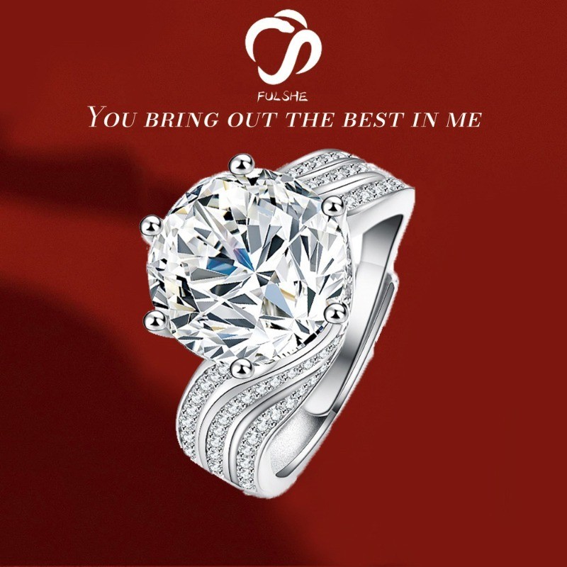 FULSHE Cincin Wanita Fashion Berlian 5 Karat Lapisan Emas Original Cincin Cewek