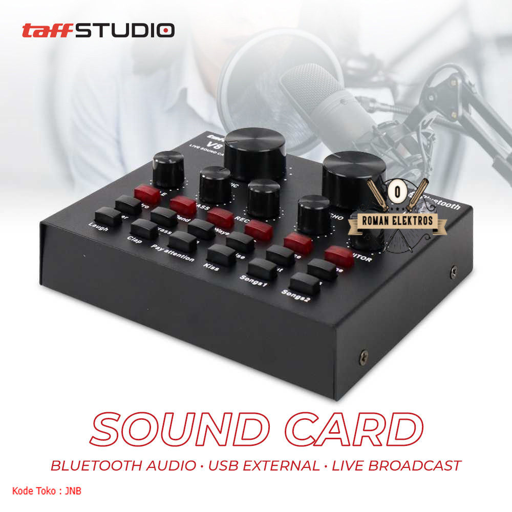 Bluetooth Audio USB External Sound Card Live Broadcast - V8 | Kompatibel Universal | Kabel Data Terb