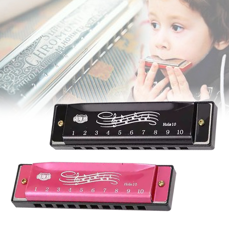 Harmonika Chromatic 10 - Hole Harmonika Kromatik Logam Profesional Alat Musik Harmonika Dengan Kotak