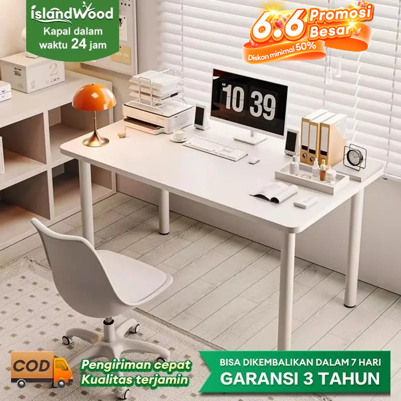 Meja Belajar Aesthetic Meja Kamar Tidur Putih 140CM Meja Kantor Besi Meja Kerja Meja Komputer