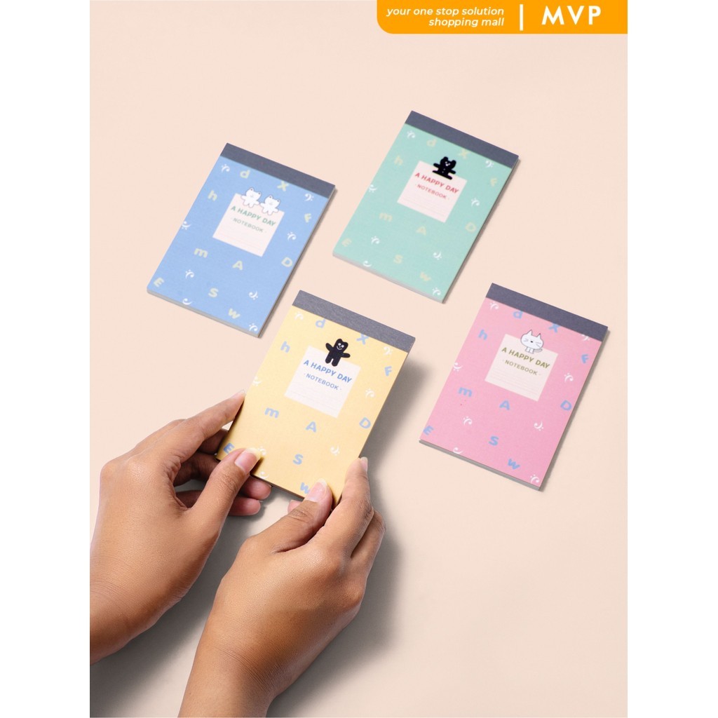 

MPV Notebook A7 Mini Flip Top Buku Memo Notebook A7 Karakter Imut Happy Day Pastel